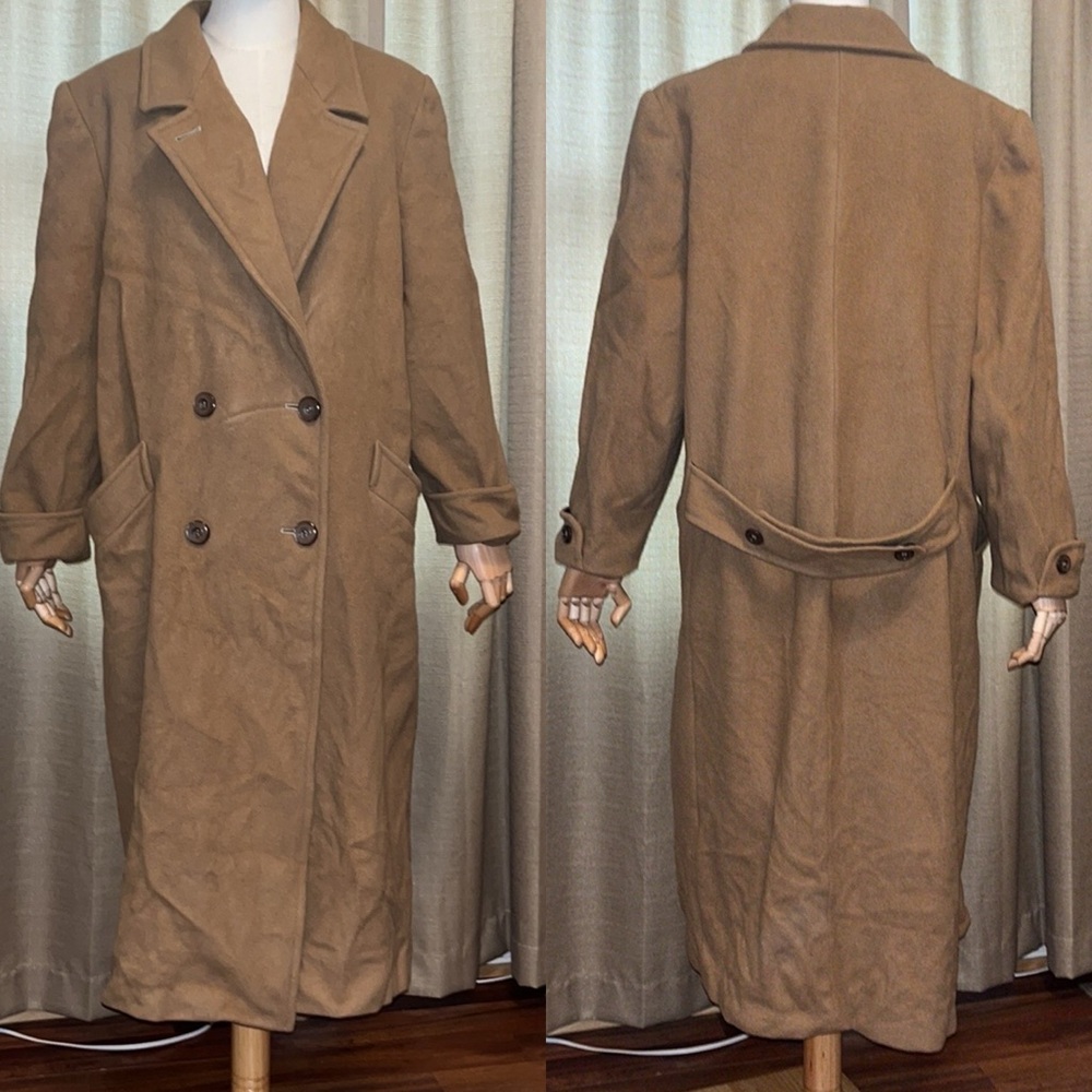 Donnybrook Made in Ukraine Vintage Brown Button Wool Trench Coat Womens 14